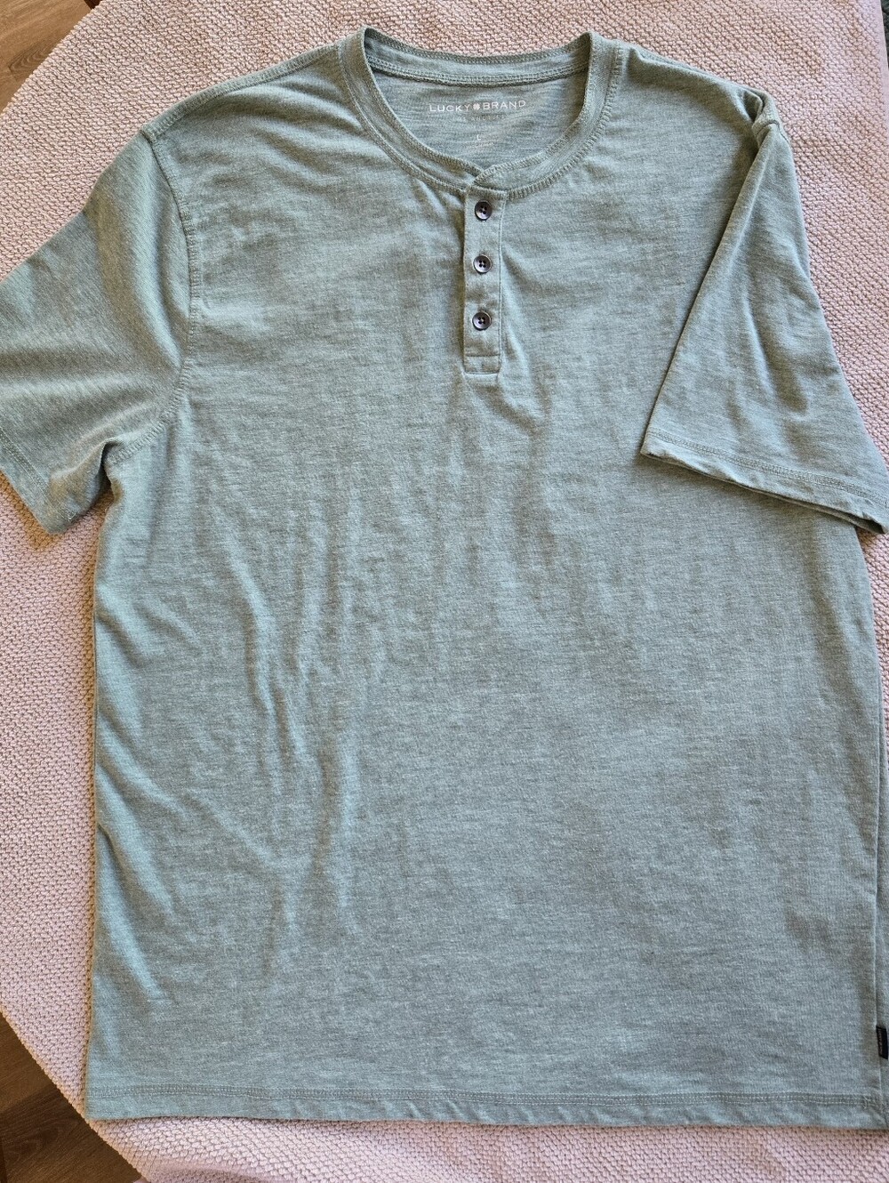 Lucky Brand Short Sleeve Henley Green Large